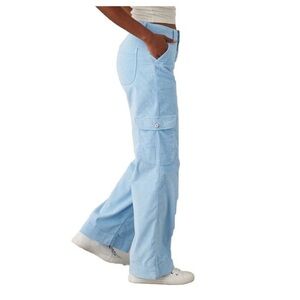 American Eagle Super High Rise Baggy Wide Leg Corduroy Pants in Blue like new